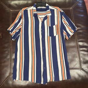 Vintage Camp Collar Stripped Button Up